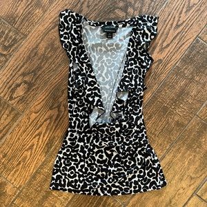 White House Black Market Sleeveless Leopard Print Blouse